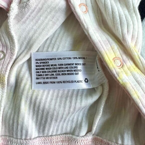 Baby Cat and Jack Girl's Tie Dye Romper‎ with Matching Bow 3-6 months - Picture 7 of 7